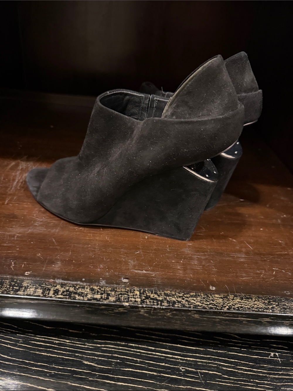New Black Suede Wedge Booties - Women's Fashion Ankle Boots 39